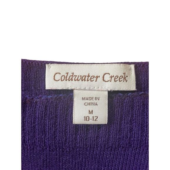 Coldwater Creek Purple Wool Blend Boatneck Cropped Sleeve Sweater Size 10-12 /M - Picture 3 of 6